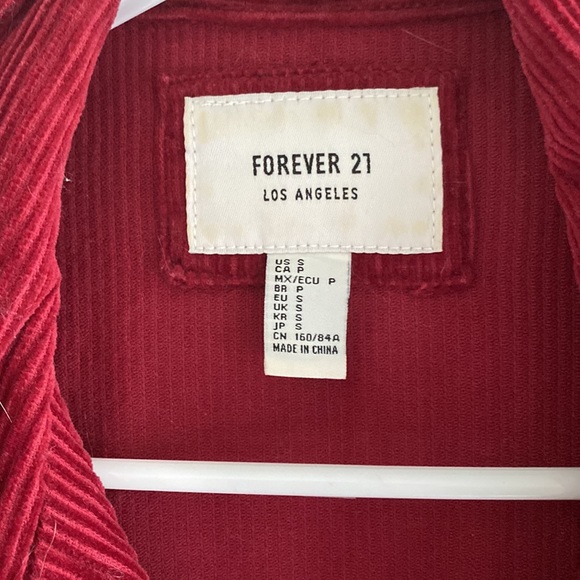 Fall corduroy zip up belted jacket size small Forever 21 mauve - Picture 2 of 5